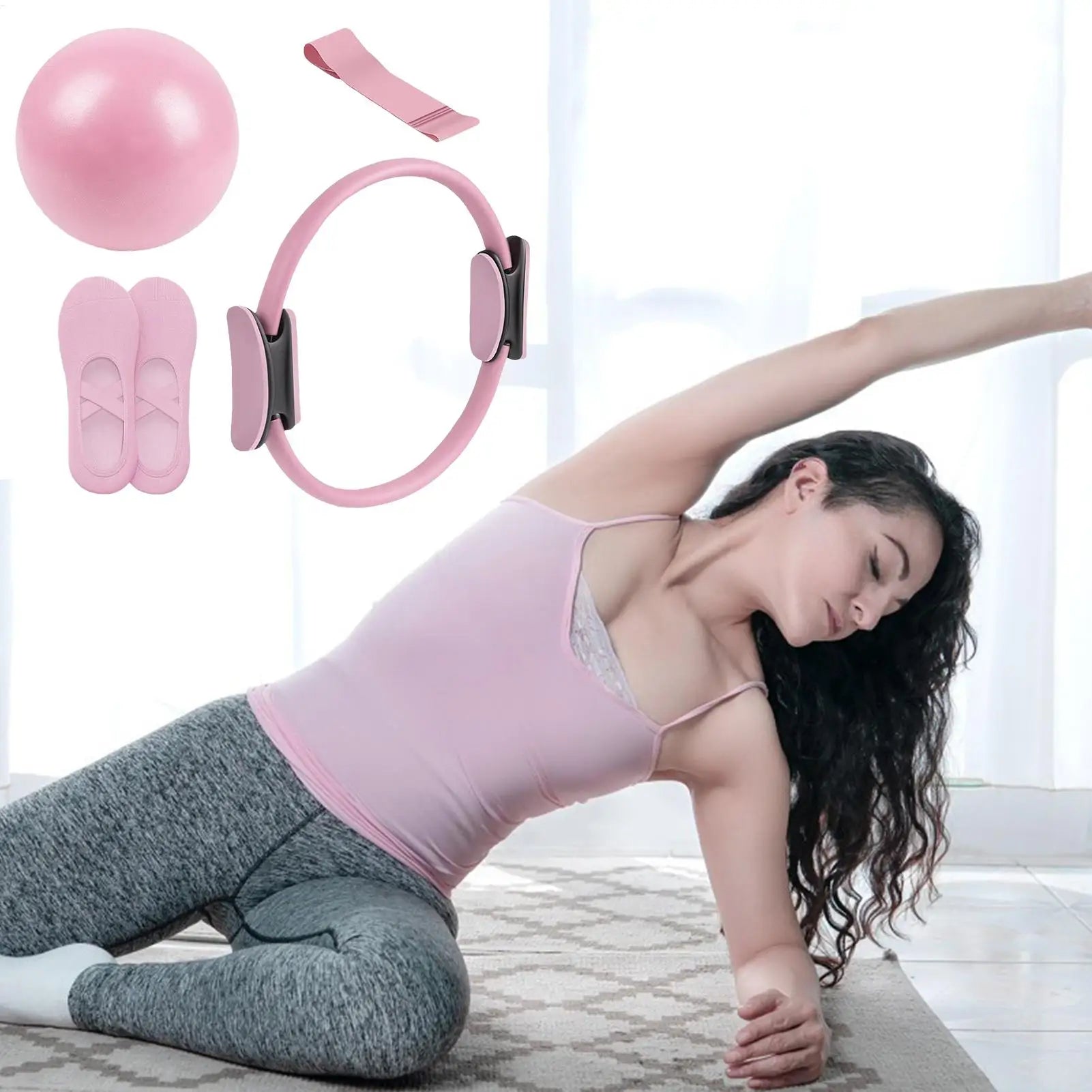 NEW Pilates Ball And Ring Set Pilates Fitness Ring Resistance Band