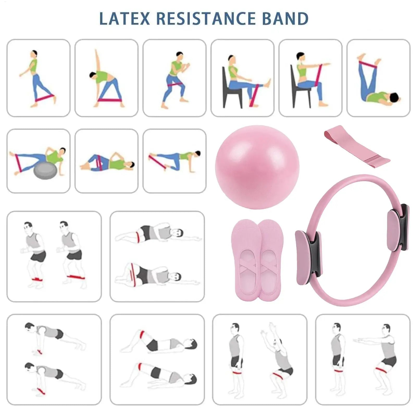 NEW Pilates Ball And Ring Set Pilates Fitness Ring Resistance Band